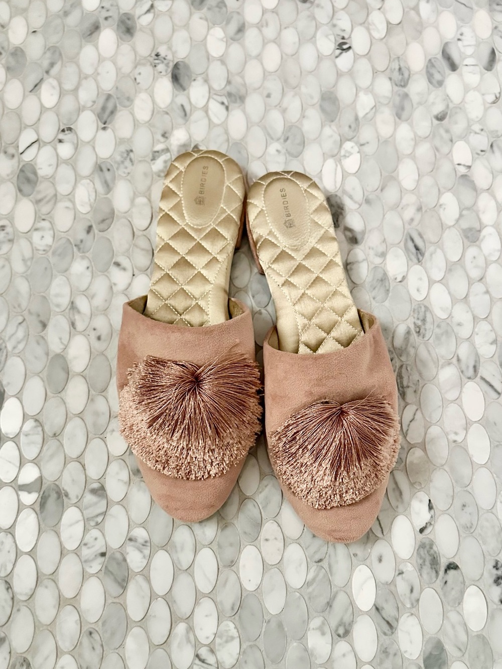 Birdies Blush Songbird Pom-Pom Slip-On Mules